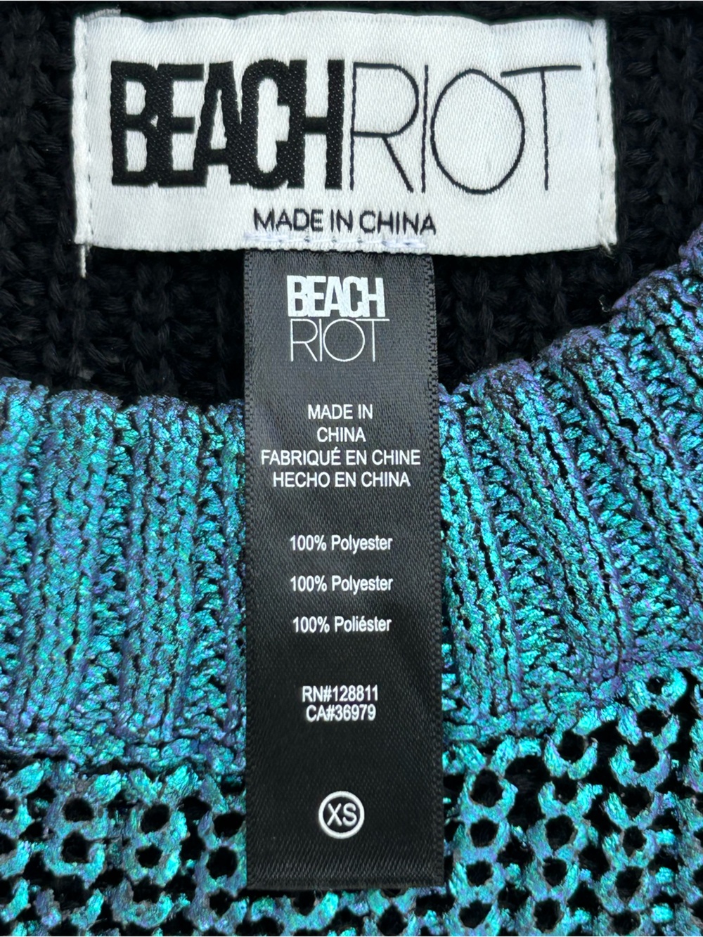 Beach Riot x Revolve Callie Metallic Sweater in Galaxy Shine Iridescent Blue XS - Picture 3 of 15